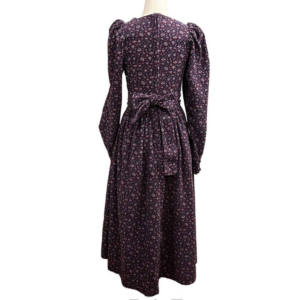 🚫Sold🚫Vintage Laura Ashley Purple Corduroy Floral Puff Sleeve A-line Dress - Picture 8 of 14